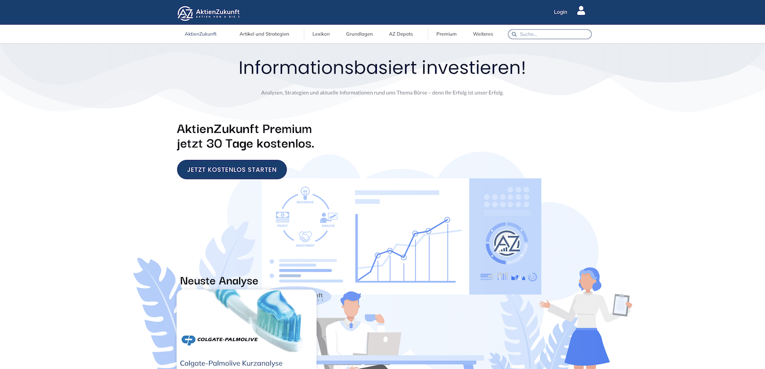 Web Agentur Cloud Portfolio: Website für Börseninfomationen (AktienZukunft 2)