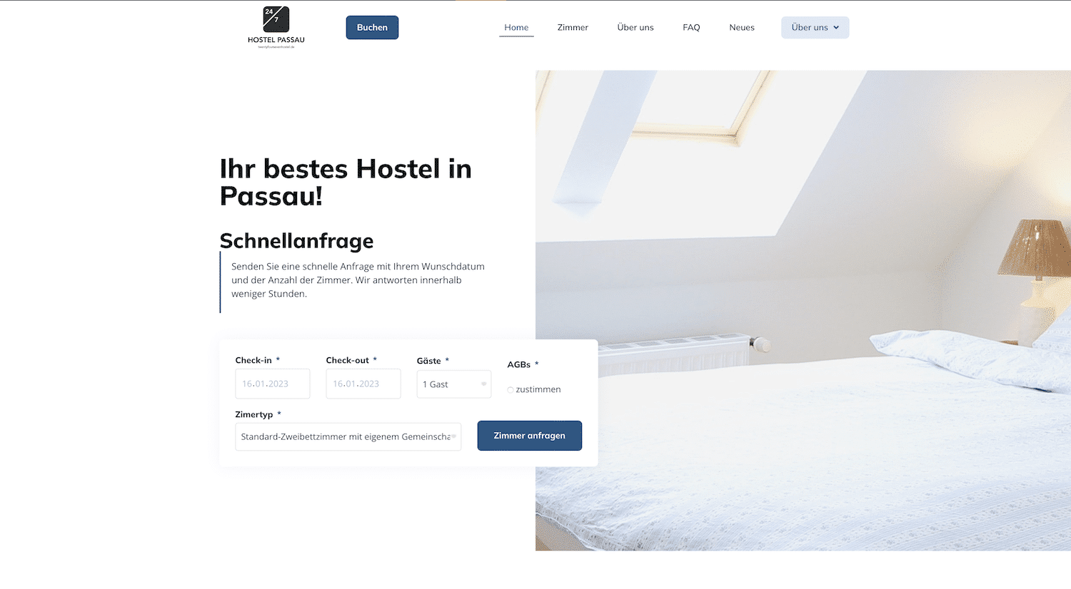 Web Agentur Cloud Portfolio: Website für ein Hostel in Stuttgart